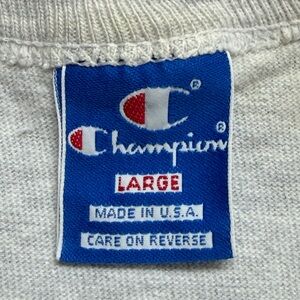 VTG Champion Shirt L Made In USA Gray 90s Single Stitch Spell Out Streetwear